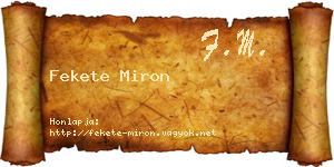 Fekete Miron névjegykártya